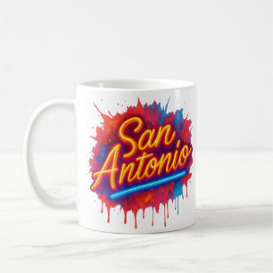 San Antonio Neon Street Art Splatter Design Koffiemok