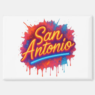 San Antonio Neon Street Art Splatter Design Magneet