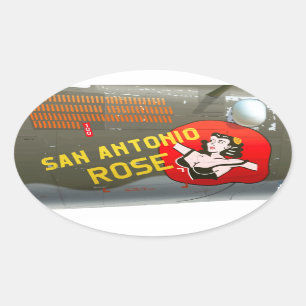 San Antonio Roos B-24 Nose Art ( bruinslag) Ovale Sticker