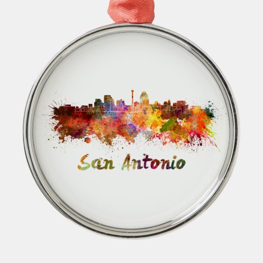 San Antonio skyline in watercolor Metalen Ornament (Voorkant)