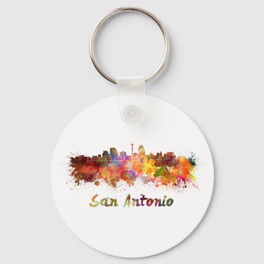 San Antonio skyline in waterverf Sleutelhanger (Voorkant)