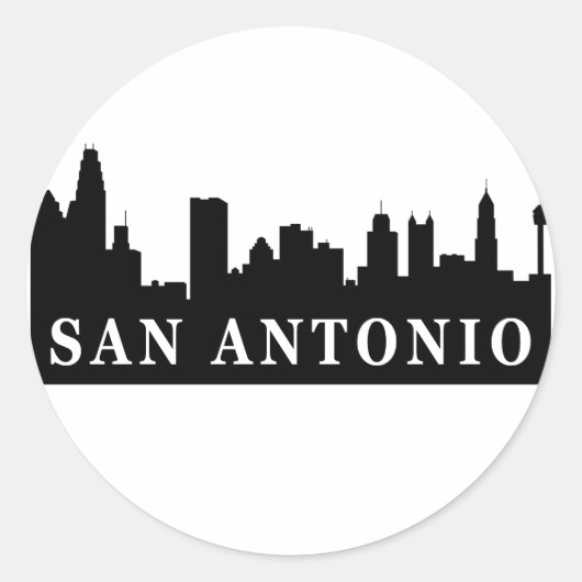 San Antonio Skyline Ronde Sticker (Voorkant)