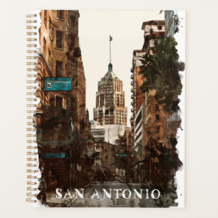 San Antonio Texaanse Vintage City Travel Waterverf Planner
