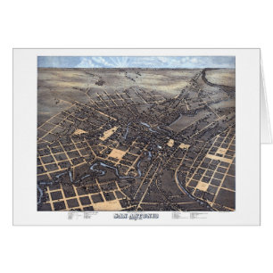 San Antonio, Texas, Antiek luchtstadskaart, 1873