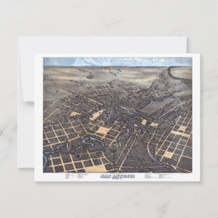 San Antonio, Texas, carte aérienne antique de la v