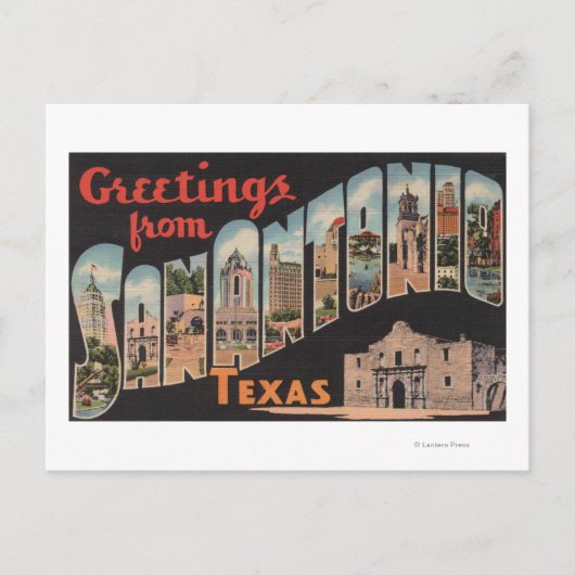 San Antonio, Texas - Grote Letter-scènes Briefkaart (Voorkant)