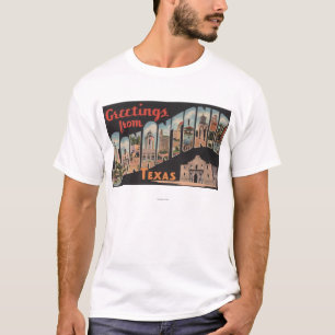 San Antonio, Texas - Grote Letter-scènes T-shirt