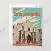 San Antonio, Texas, het Alamo-reisposter Briefkaart (Voorkant / Achterkant)