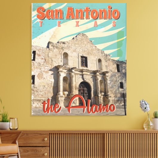 San Antonio, Texas, het Alamo-reisposter Canvas Afdruk (Insitu (Woonkamer))