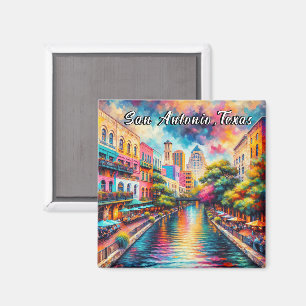 San Antonio Texas River Walk kleurrijk Magneet