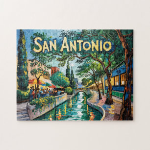 San Antonio Texas River Walk Van Gogh Levendig Sta Legpuzzel