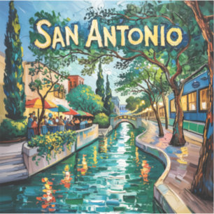 San Antonio Texas River Walk Van Gogh Levendig Sta Sticker