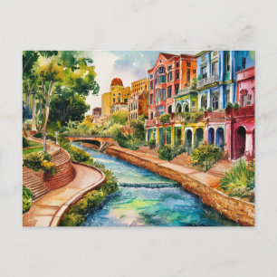 San Antonio, Texas, Riverwalk schilderij Briefkaart