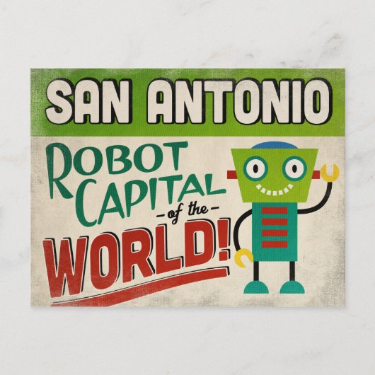 San Antonio Texas Robot - Funny Briefkaart (Voorkant)