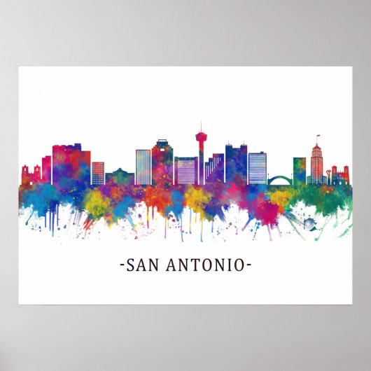 San Antonio Texas Skyline Poster (Voorkant)