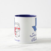 San Antonio Texas State Map, Étoile, Bottes, Mug C (Centre)