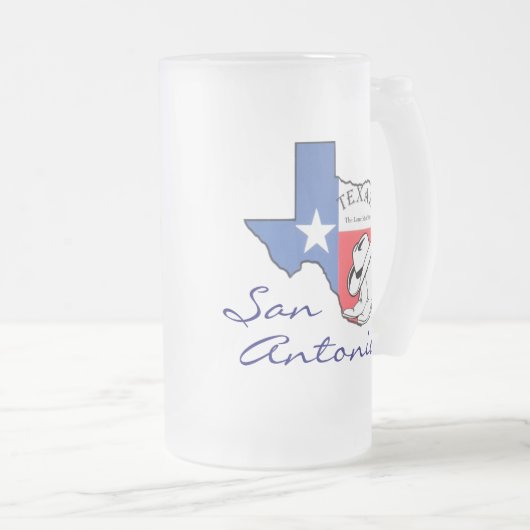 San Antonio Texas State Map, Étoile, Bottes, Mug C (Devant droit)