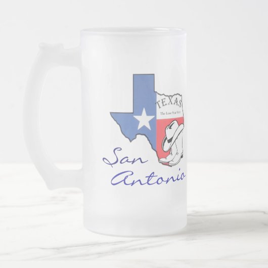 San Antonio Texas State Map, Étoile, Bottes, Mug C (Gauche)