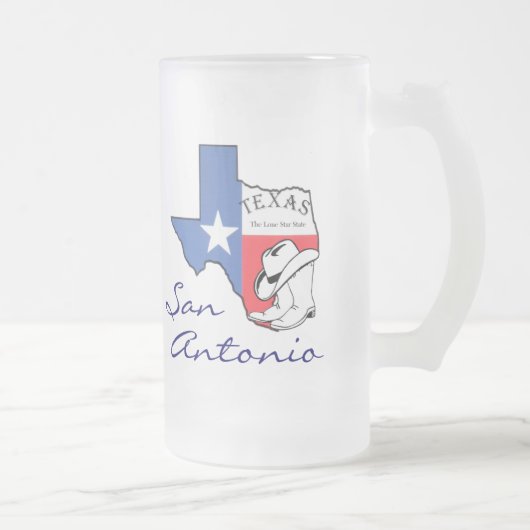 San Antonio Texas State Map, Étoile, Bottes, Mug C (Droit)