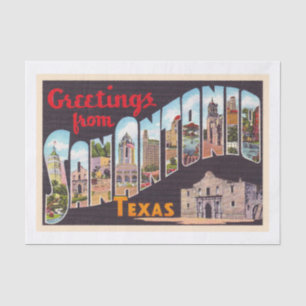 San Antonio Texas TX Briefkaart met grote letters Tissuepapier