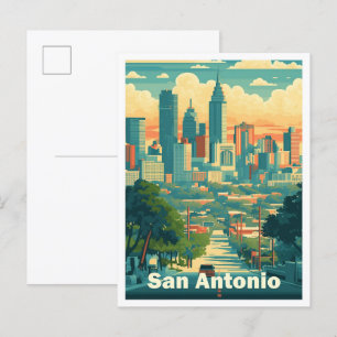 San Antonio Texas USA Art Vintage Travel Briefkaart
