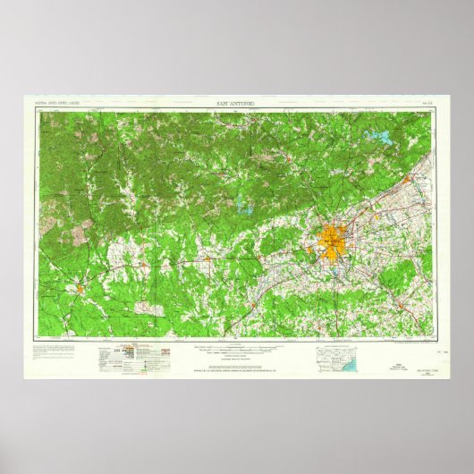  San Antonio TX Topo Poster (Voorkant)