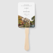 San Antonio Watercolor Wedding Program Handwaaier (Voorkant)