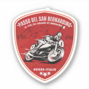 San Bernardino Pas in moto zwitserse apls Sticker