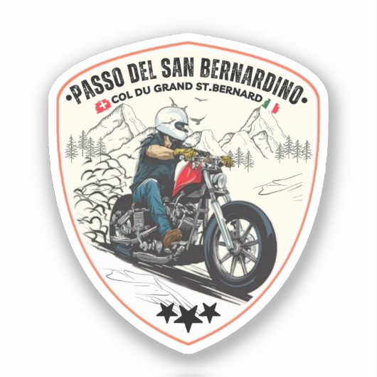 San Bernardino Pass in moto zwitserse apls Sticker (Voorkant)