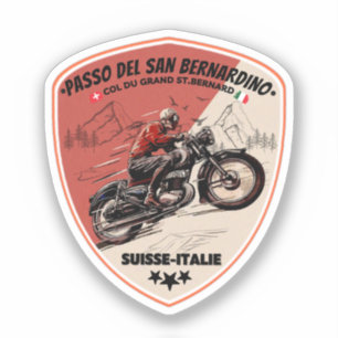 San Bernardino Pass in moto zwitserse apls Sticker