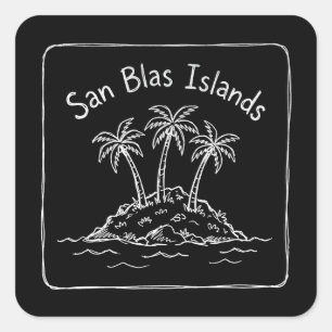 San Blas-eilanden Palmboom Eiland Doodle Vierkante Sticker