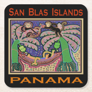 San Blas-eilanden Panama Mola Vierkante Kartonnen Onderzetter