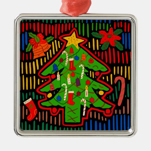 San Blas Island - kerstboom Mola Metalen Ornament (Voorkant)