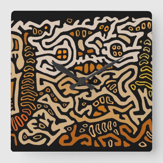 San Blas Kuna Indian Mola Spirits Wall klok (Voorkant)