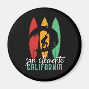 San Clemente Beach California Retro Surfing Magneet