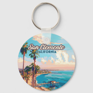 San Clemente California Beach Oranje County Retro Sleutelhanger