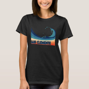 San Clemente California Retro Surf Zeilen & Vissen T-shirt