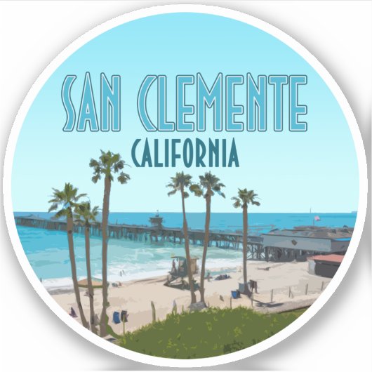 San Clemente Pier Beach California Sticker (Voorkant)