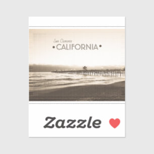 San Clemente Pier Californië retro vintage sepia Sticker