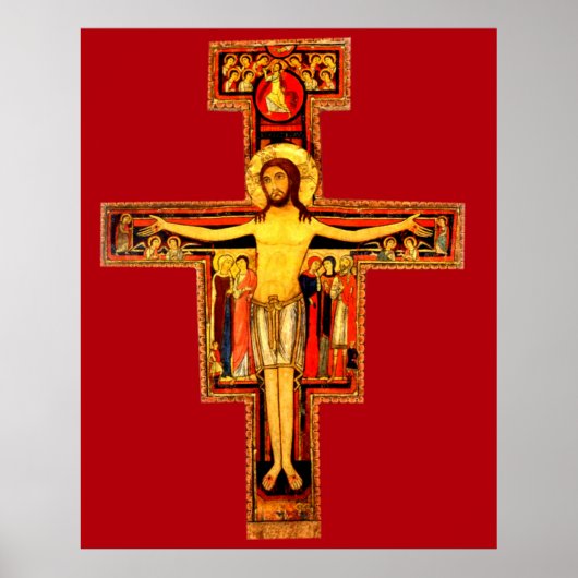 San Damiano Red Crucifix Poster Extra groot (Voorkant)