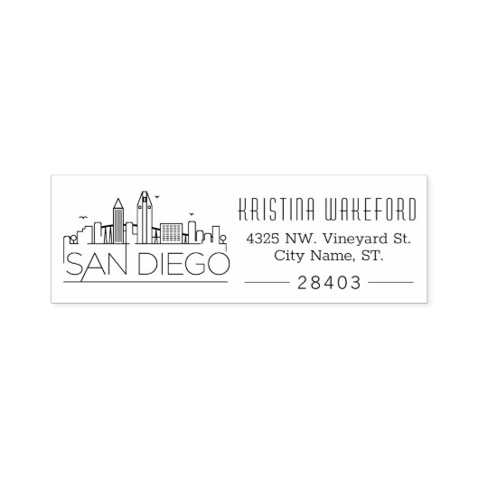 San Diego | Aangepast zelfinkend stempel voor adre (Design)