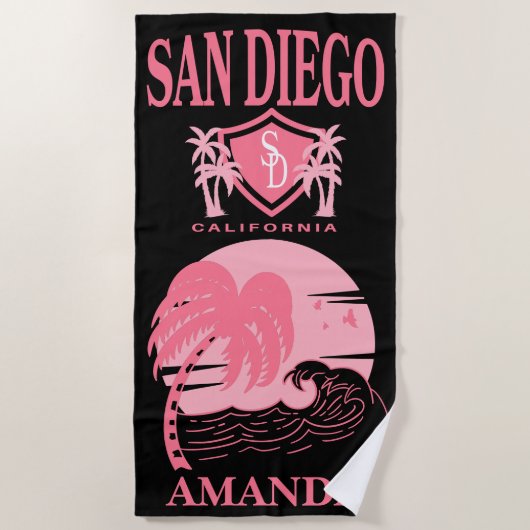San Diego Bachelorette Party Gepersonaliseerd Vaca Strandlaken (Voorkant)