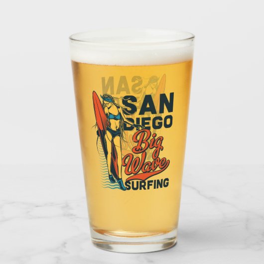 San Diego Big Wave Surfing Bier Glas (Voorkant gevuld)