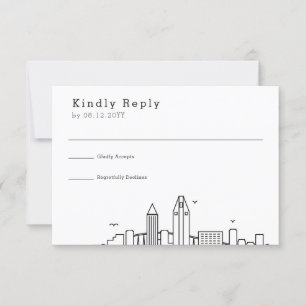 San Diego bruiloft   Gestileerde Skyline RSVP Kaartje