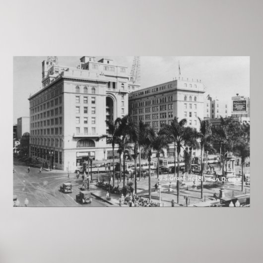 San Diego, CA City Uitzicht US Grant Hotel Poster (Voorkant)