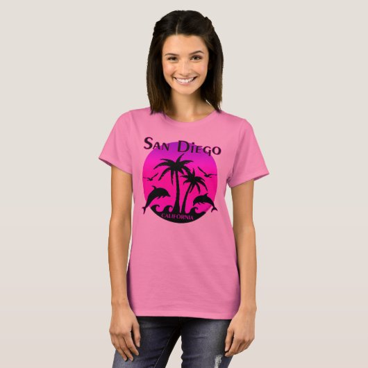 San Diego, CA Hot Pink T-shirt (Voorkant volledig)