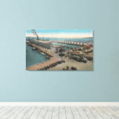 San Diego, CA - Municipal Piers Waterfront Canvas Afdruk (Insitu (Houten vloer))