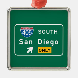 San Diego, CA Road Sign Metalen Ornament