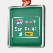 San Diego, CA Road Sign Metalen Ornament (Links)