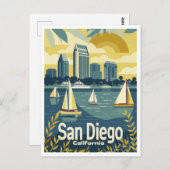 San Diego CA - Uitzicht aan de overkant van de baa Briefkaart (Voorkant / Achterkant)